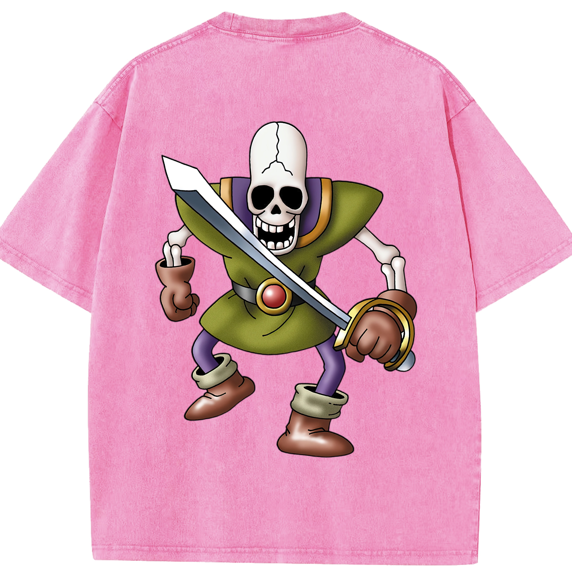 （画像用） ドラゴンクエスト Doragon Kuesuto Dragon Quest 綿100% ヴィンテージ風 半袖Tシャツ（背面プリント）